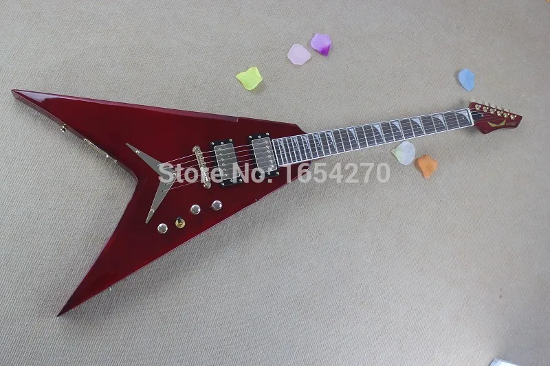 

Free Shipping 2015 New Style Custom DEAN Flying V Cherry Red Sunburst Ebony Ftretboard Electric Guitar Golden Hardware 150701