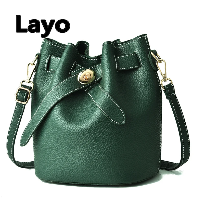 

Layo Women PU Leather Bucket Bag Women composite Shoulder Bags Ladies Crossbody messenger Bags 6 color Handware hasp 2 sets