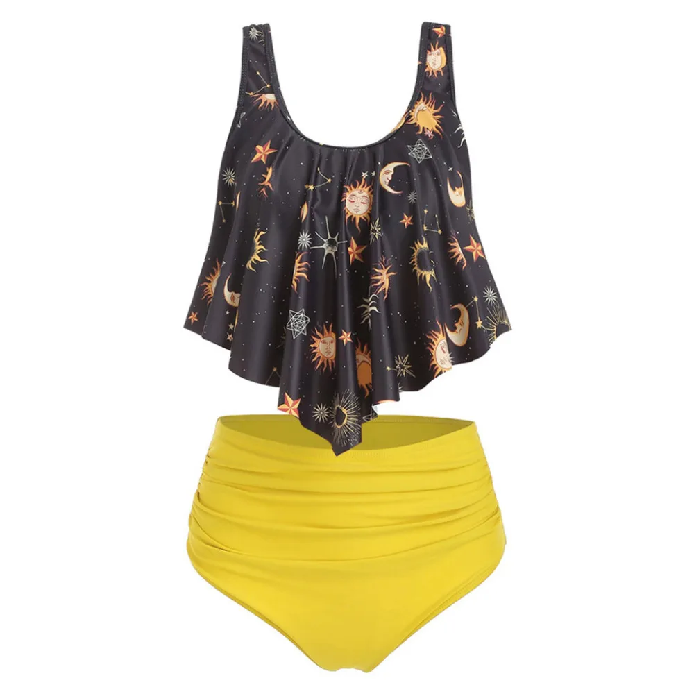 2019 Woman sun moon print swimsuit sexy bikinis set push up Brazilian Beach Swim Suit quick-drying bikinis mujer brasile 40M29 (4) - 