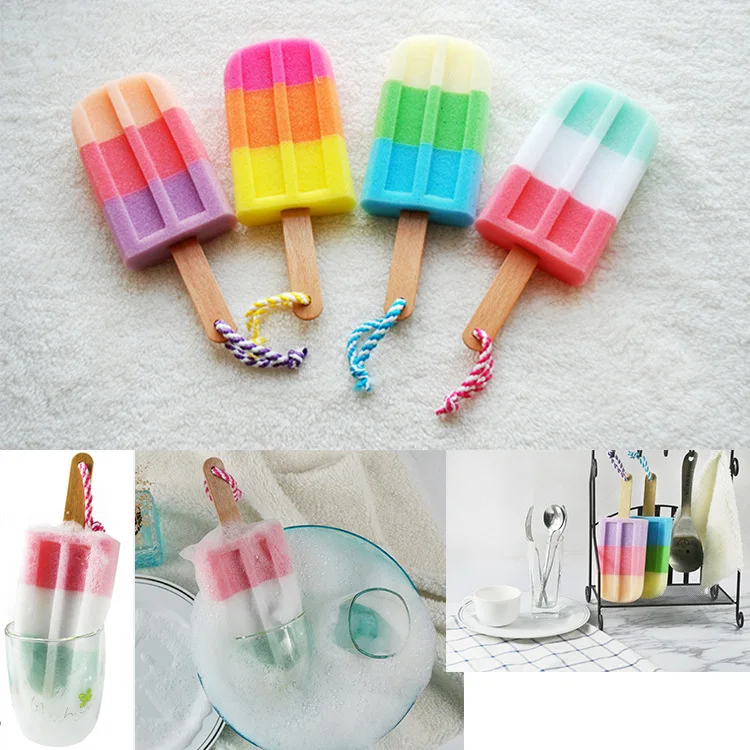 

Bath Brushes Sponges Scrubbers Super soft sponge flower Ice cream type handle bath flower back ball lanyard Bathroom JUL18