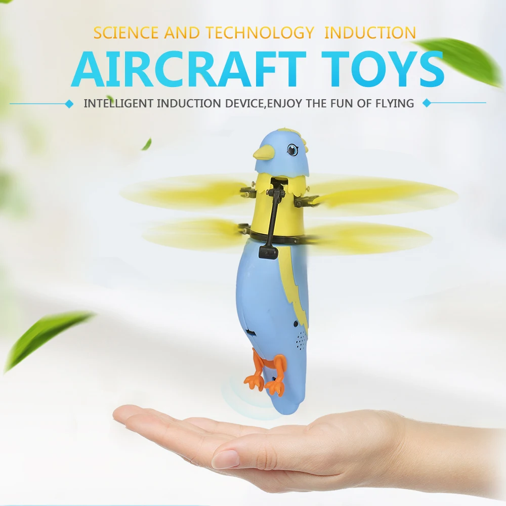 

CX-51 Hand Sense Mini RC Drone Flying Birds LED Lights Voice Parrot Cute Birdie Induction Bird 4 Colors Aircraft Toy Gift Kids