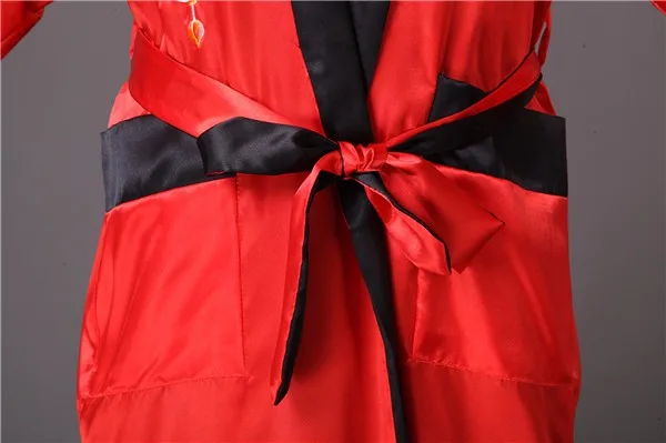 Двусторонний красный черный китайский Мужской Атласный халат традиционная вышивка Пижама с драконом кимоно банное платье Размеры S M L XL XXL XXXL MP043