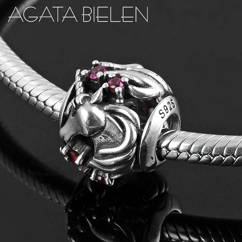 

Hot sale 925 Sterling Silver Dream guardian unicorn round DIY Jewelry Beads Fit Original Pandora Charms Bracelets making