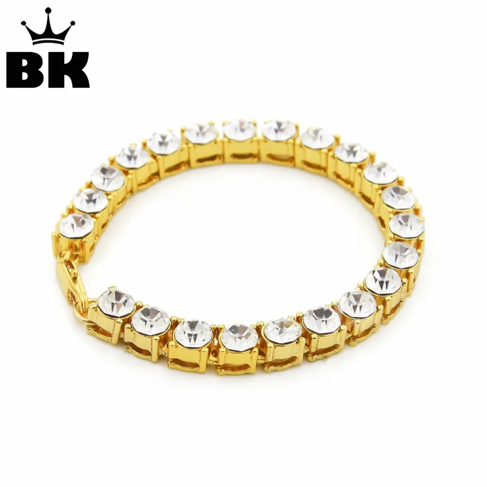 1 Row 8mm Tennis Bracelet Chains Mens Hip Hop Bling Bling Clear Iced