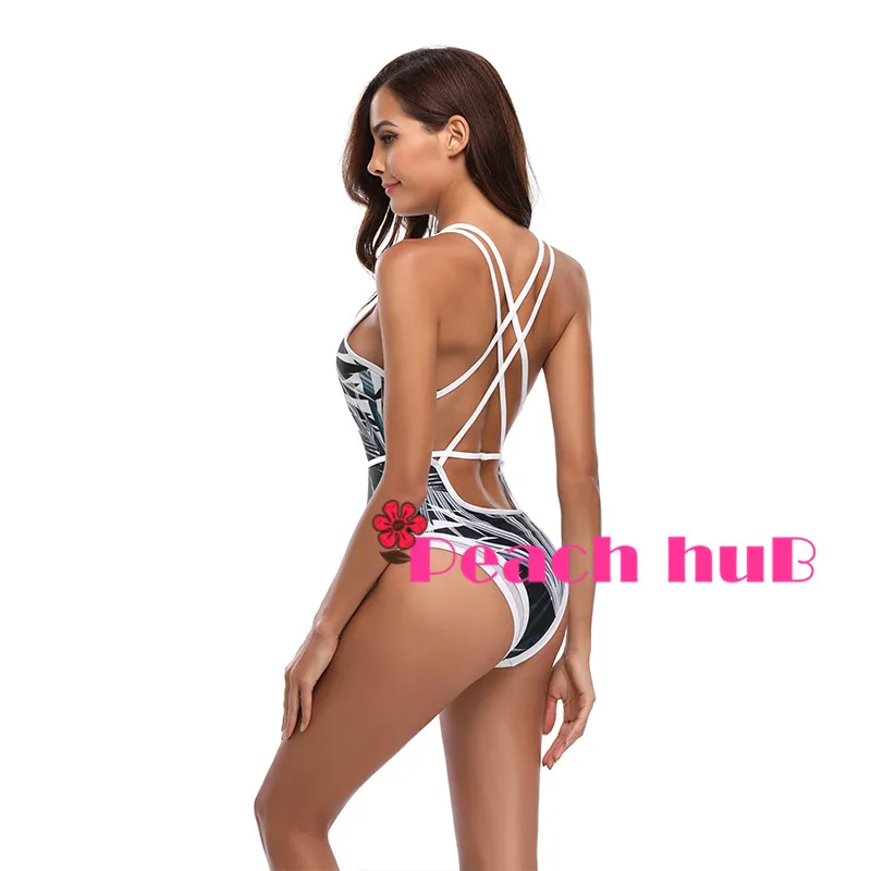 2019 Swimwear Sexy Swimsuit Push Up Swimwear Women Print Swimsuit Women Deep V Large (2)