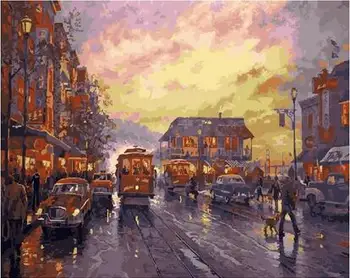 

Ancient San Francisco Landscape DIY Digital Oil Painting By Numbers Europe Abstract Canvas Painting For Living Room Wall Art