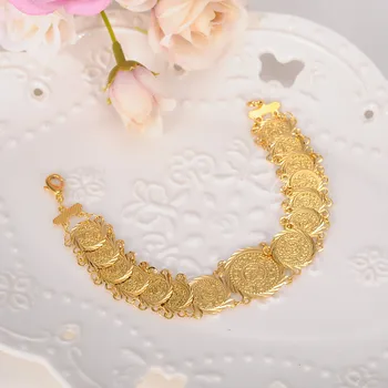 

coin Bracelet 22K Solid Gold FINISH Islamic Muslim Arab Coin Bracelet Women Men Arab Country Middle Eastern Jewelry