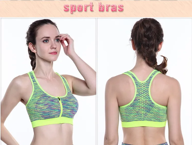 

PHIKESEYA Sexy Women Sport Yoga Top Bra for Running Gym Workout Wire Free Front Zipper Fitness Sports Shirt Woman Yoga Vest Bras