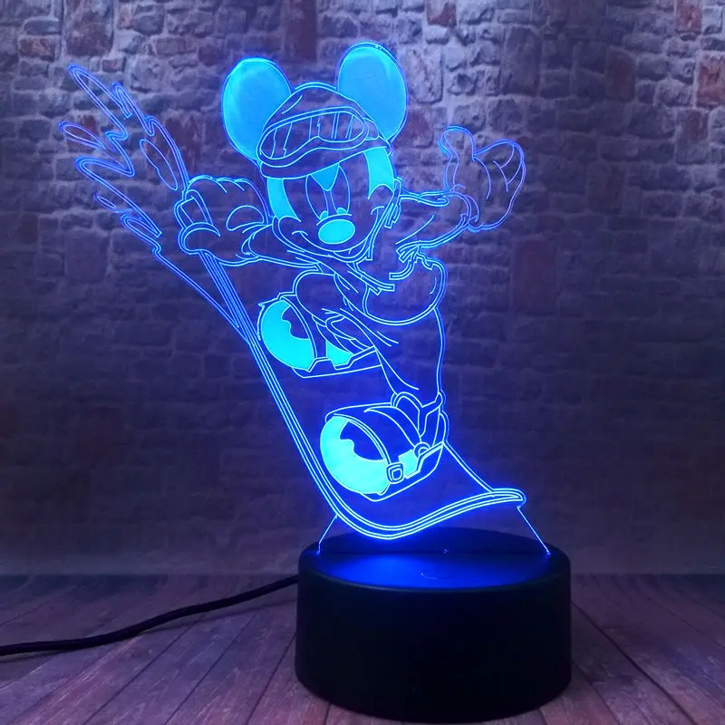 

Mickey Anime Figurines Model 3D Illusion LED Nightlight Colorful Flashing Light Mickey Mouse action & toy figures