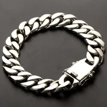 Большой мужской браслет настоящий 925 Серебряный браслет для мужчин 12 мм 23 см