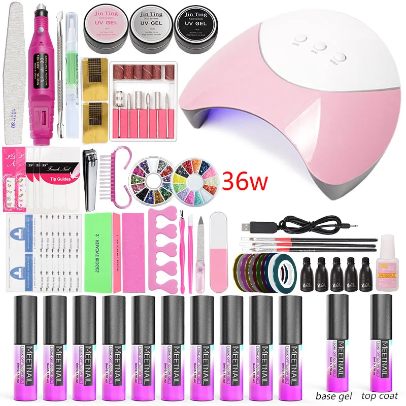 

Acrylic Nail kit Fast Building Uv Gel Nail Polish Quick Extension Gel Varnish&48w Nail Lamp Dryer Nail Polish Set for Manicure