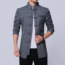 Xiu Luo 4XL весна Мандарин блейзер с воротником для мужчин Slim Fit китайский стиль мужская одежда вышивка Дракон Винтаж повседневное пальто Новинка