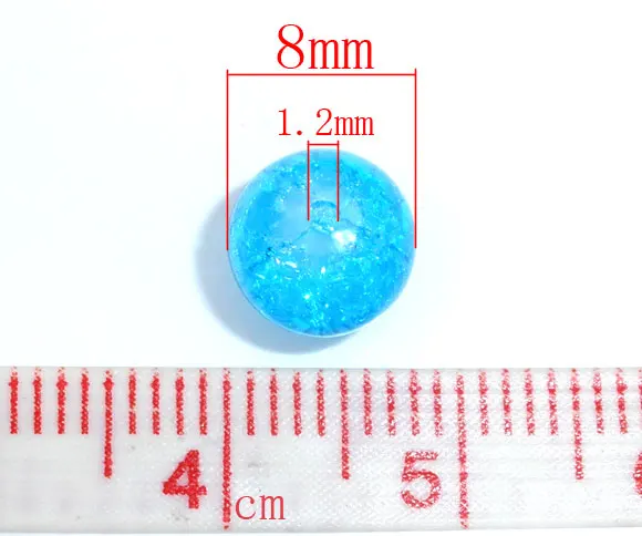 DoreenBeads стеклянные бусины россыпью круглые синие трещины диаметр около 8 мм (3/8