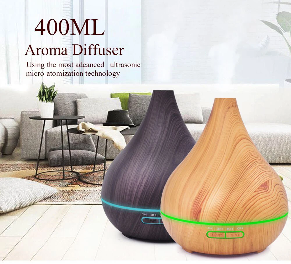 

Wood grain purification air ultrasonic humidifier, ultra-quiet home, office 7 color LED light sesame oil diffuser.400 ml of H