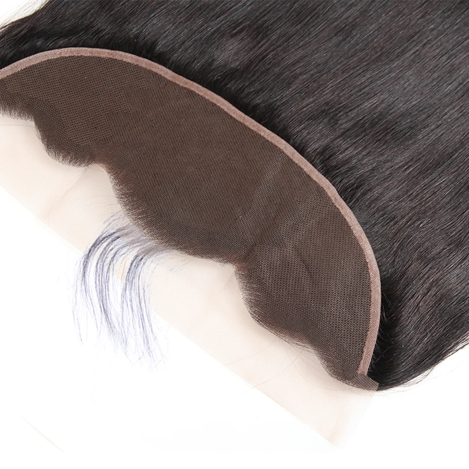 Гладкий Бразильский прямые волосы 13x4 кружева Фронтальная застежка с детскими волосами 100% Remy натуральные волосы натуральный цвет