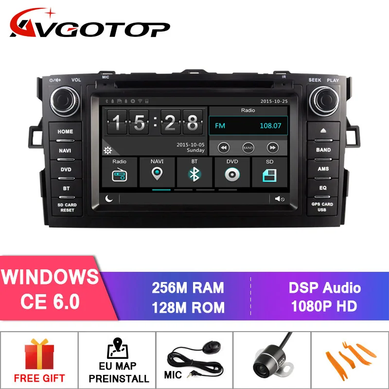 Excellent AVGOTOP Android 9 WINCE Bluetooth GPS Car Radio DVD Player For TOYOTA AURIS 2007 2G 16G MP3 MP4 Vehicle Multimedia 1