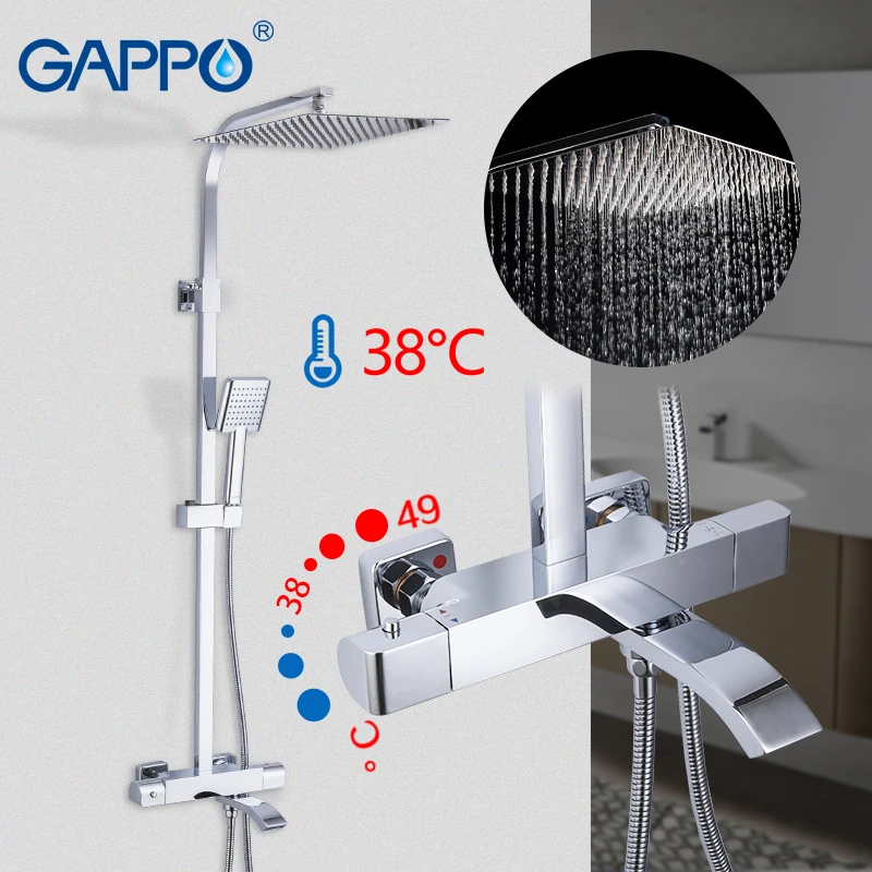 

GAPPO shower Faucets thermostatic mixer bathroom shower faucet bath tub mixer wall mounted rainfall shower set mixer taps