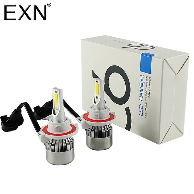 

C6 H13 Hi/Lo LED H4 H7 9007 7600LM LED Headlight Kit Bright High Low Beam Bulbs 72W 6000K Day White High Power for car-styling