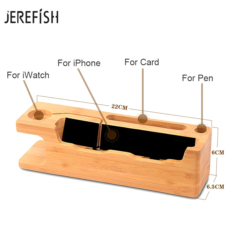 JEREFISH натуральная бамбуковая зарядная док-станция кронштейн подставка держатель для телефона Apple iPhone 6 S Plus 7 Plus для i watch