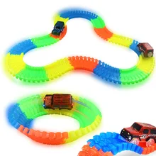 Flexible Track DIY Toy Slot Car Kit with LED Light Car glows in the dark Racing Track Toys Slot Car Gift for children kids magic track mini racing car race cars track luminous road slot glow in the dark stunt railroad flexible glowing toys for boys