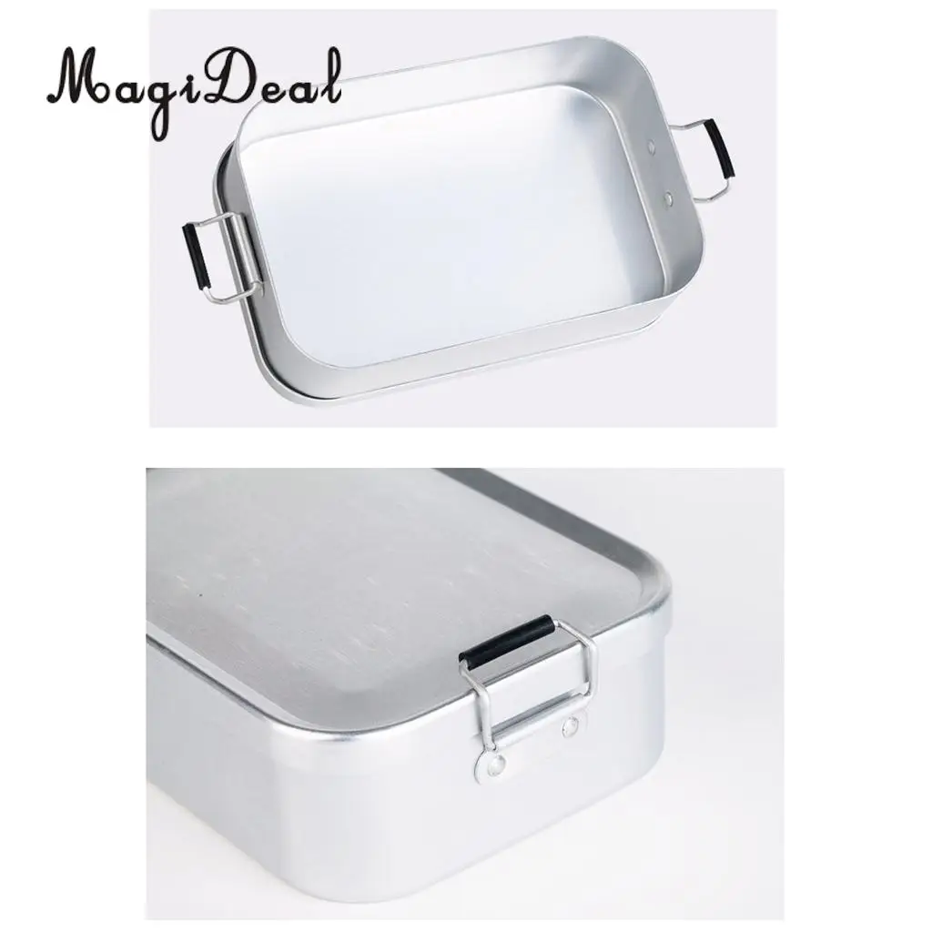 MagiDeal Portable Aluminum Lunch Bento Food Box Container Mess Tin School Kids Camping Picnic BBQ Picnic Mess Kit Accessory