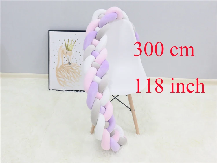 300cm Mix Color 1 м/2 м/3 м ручная работа узел кроватки стороны подушки для младенцев, безопасная 4 нити детская кроватка бампер Защита для кроватки комната постельное декорирование - Цвет: 300cm Mix Color