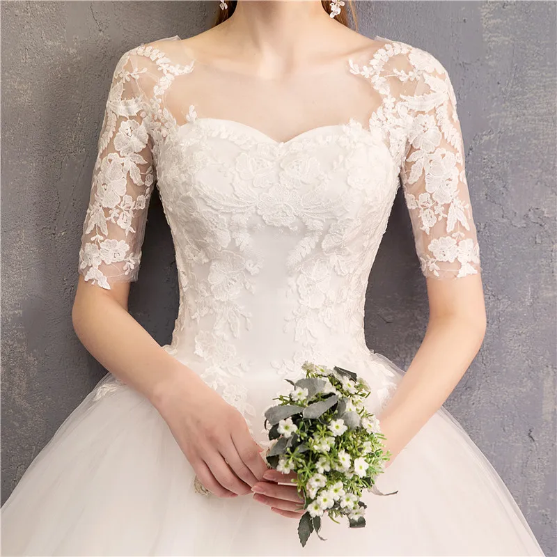 Vestido de Casamento Vestidos de Casamento Feito sob Encomenda Vestido de Noiva Novo Barato Metade Boné Manga Princesa Ilusão Pode f 2021 9 Vestido de casamento 2021 novo barato metade