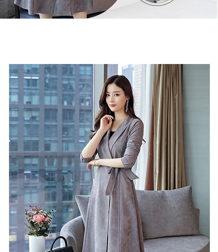 woolrich parka Elegant Long Trench Coat For Women New Suede Trench Coat Abrigos Mujer Windbreaker Lace Up Cardigan Women Coat Overcoat woolrich parka
