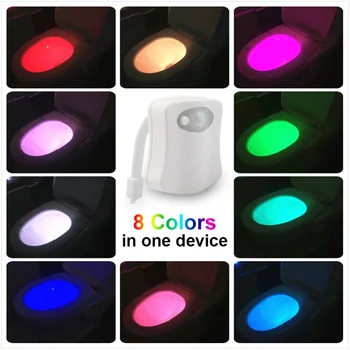 

Toilet Night Light 8 Colors Battery Operated Motion Activated Sensor Seat LED Lamp Bathroom Restroom Lighting Home Decoration
