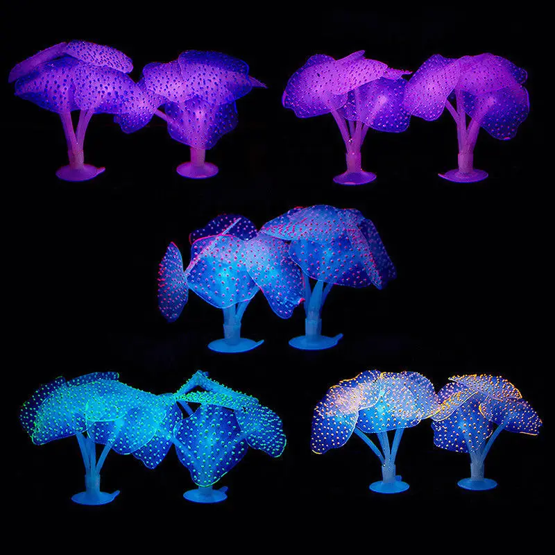 Аквариум светящиеся искусственные Медузы силиконовые искусственные водные растения флуоресцентные яркие Медузы аквариумный Декор