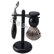 CSB Мужская Ручная бритва с 3 лезвиями, набор бритв, щетка для бритья из Натурального Волоса барсука для бритья бороды, инструмент для чистки лица