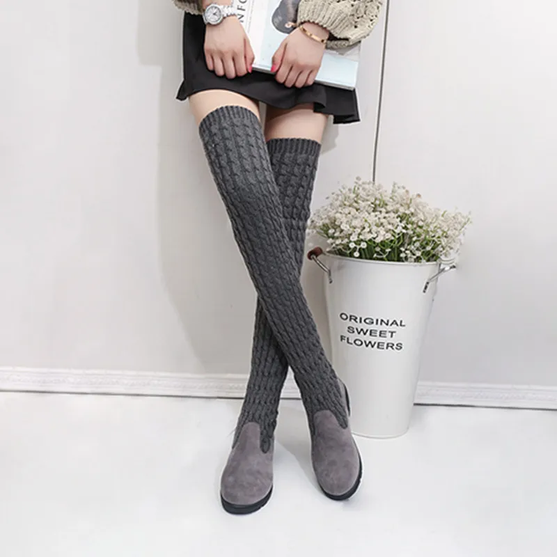 Free Shipping 2019 Spring Women's High Boots Women Stretch Fabric 2018 Sexy Slip on Woman Flat Shoes | Обувь