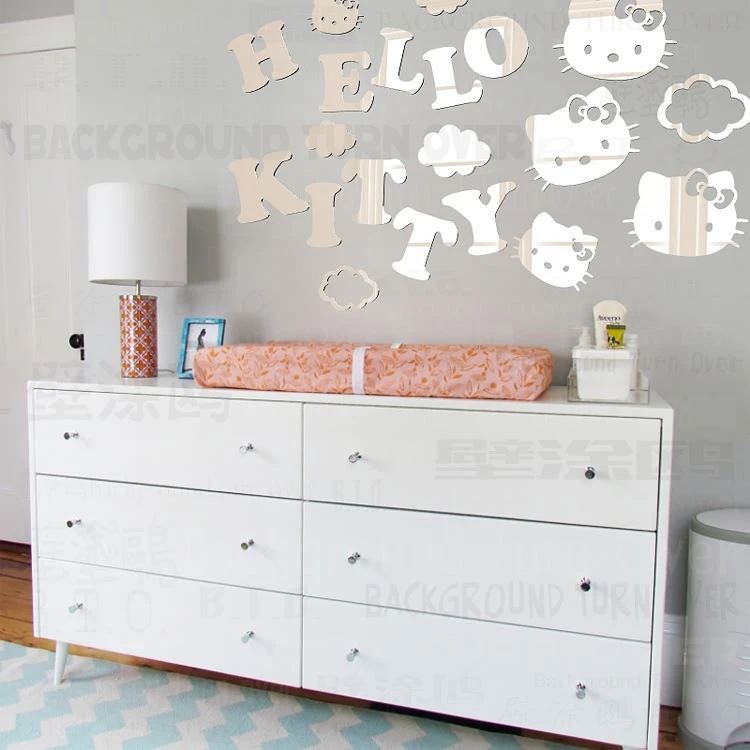 Большой размер супер милый мультфильм декоративные буквы hello kitty стикер на стену для детей детские комнаты украшение для спальни девочки