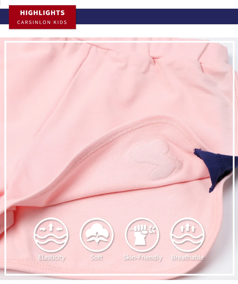 Carsinlon Kids Clothing New Girls Short Hot Summer Children Beach Pants Shorts Elastic Waist Casual Cotton Patchwork