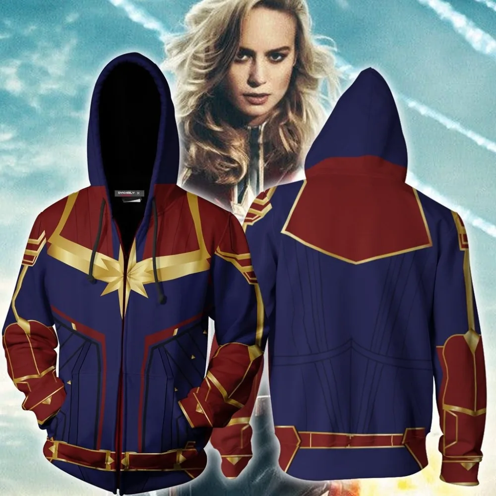 

2019 Movie Avengers Endgame Quantum Realm Sweatshirt Jacket Advanced Tech Hoodie Cosplay Costumes Captain Marvel Hoodies suit
