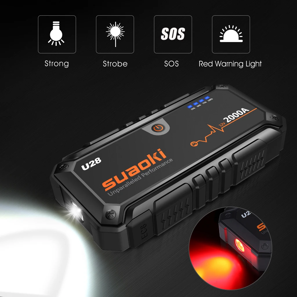 Suaoki U28 16000 мАч перезаряжаемая батарея Max 2000A автомобильный стартер для телефона