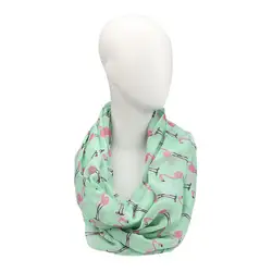 Новая мода шифон шарфы для Для женщин Дамы Фламинго печатным рисунком вуаль Обёрточная бумага Повседневное мягкая шаль зеленый Цвет