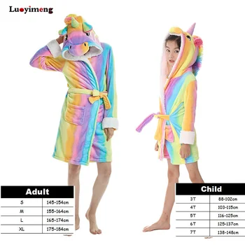 

Boys Girls Winter Robes Rainbow Tenma Animal Cartoon Hooded Bathrobe Kids Bath Robes Sleepwear Pajamas Family Party Fancy Clothe