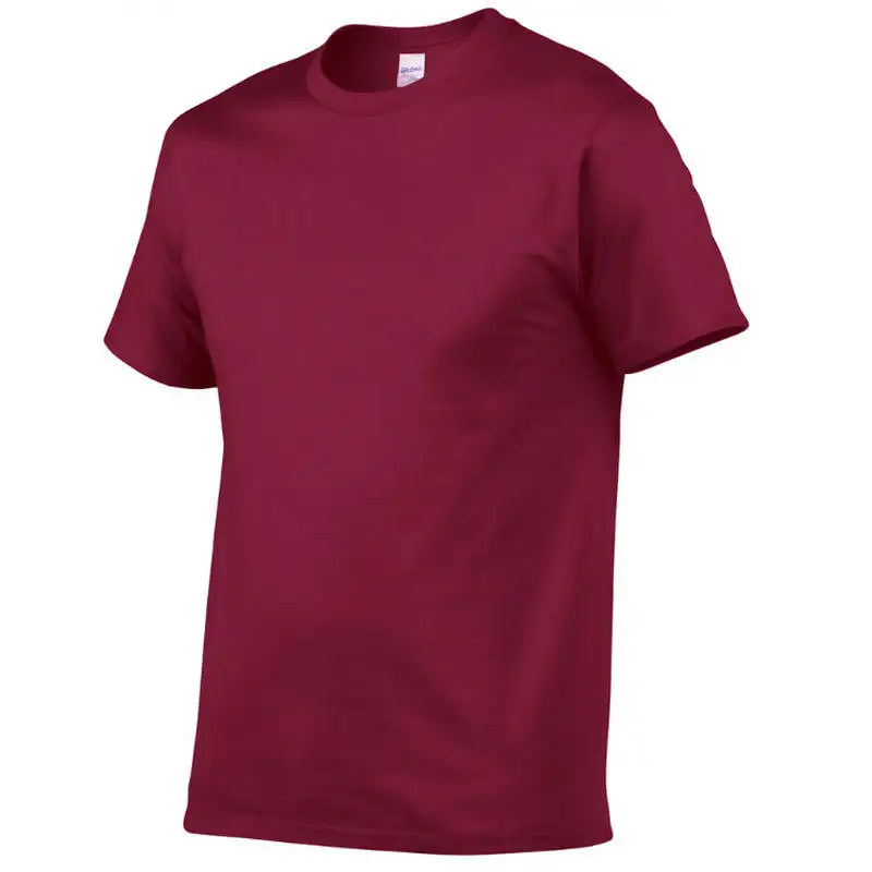Летняя новая Высококачественная Мужская футболка, Повседневная футболка с коротким рукавом и круглым вырезом из хлопка, Мужская брендовая белая черная красная серая футболка - Цвет: Бургундия