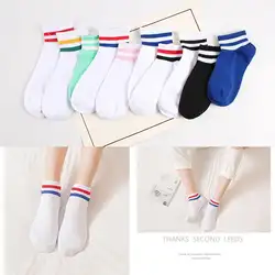 Новинка; женские модные носки в Корейском стиле; сезон осень-зима; однотонные носки; дышащие теплые носки из хлопка с двойной линией
