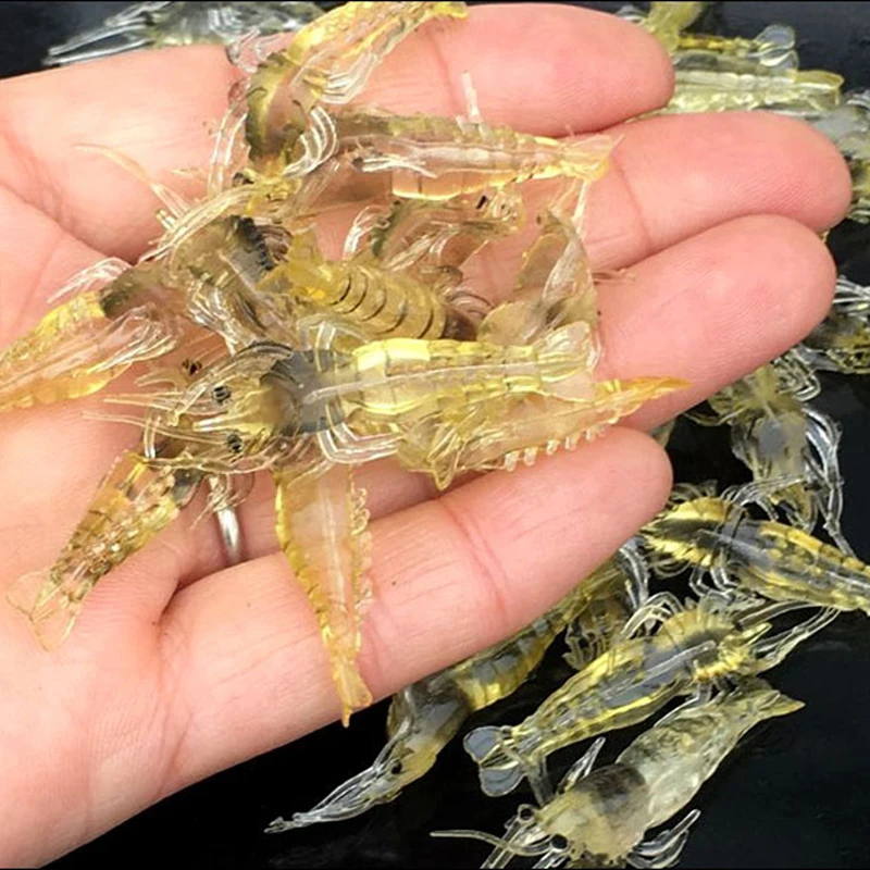 

1Pcs/Lot Soft Shrimp Bait Silicone Baits 4cm1g Soft Fishing Lure Gold Artificial Shrimp Bait No Hook Sea Fishing Winter Fishing