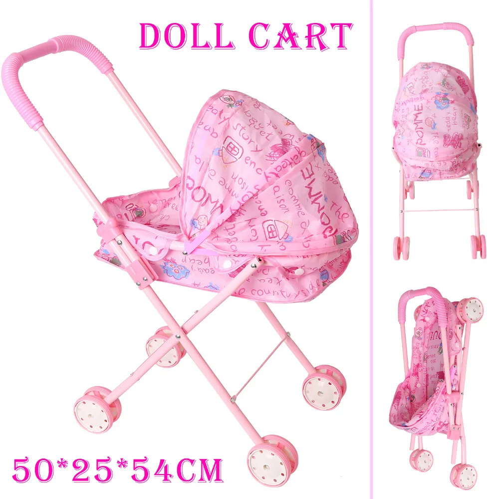 Dolls Accessories Doll Stroller Foldable Stroller Pram Pushchair Safe Baby Dolls Carriages