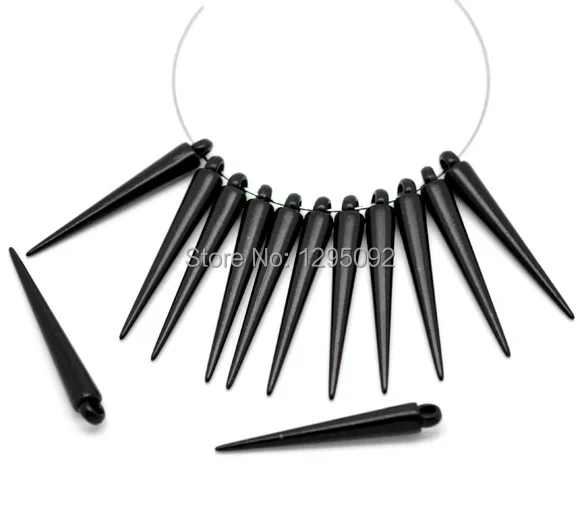 

200Pcs Black Acrylic Shape Spike Charms Earrings Pendants Component Accessories 3.6x0.5cm