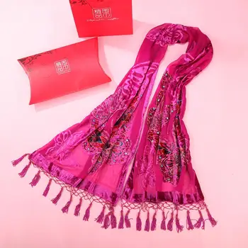 

Velvet Silk Long Scarf Women New Thick Warm Muslim Hijab Shawls Cape Butterfly Beads Face Shield Foulard Wrap Kerchief