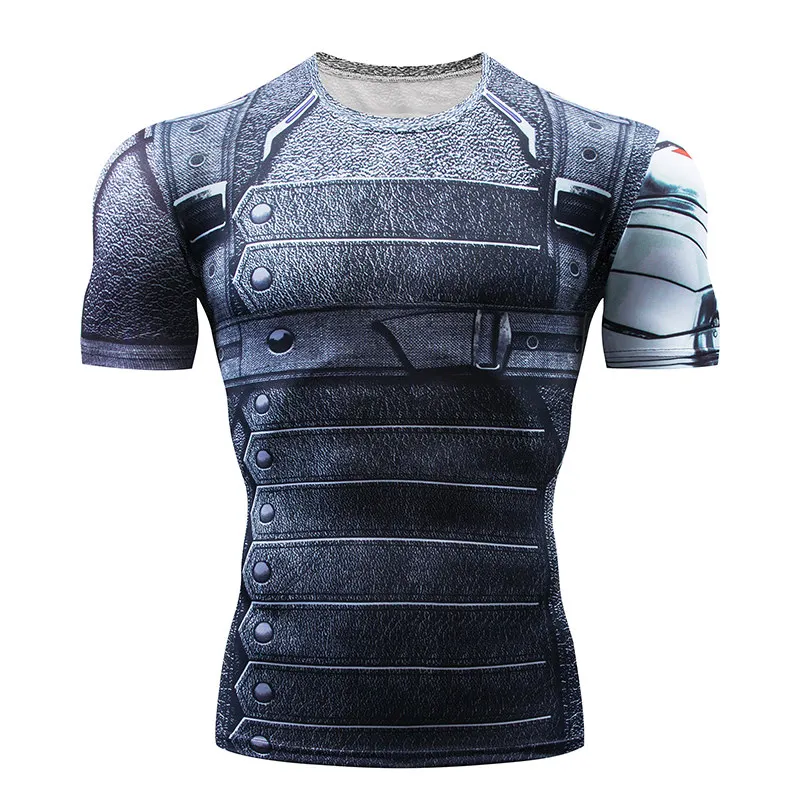 

2019 New Men's Running T-shirt Superman T-shirt Men's Fitness Short-sleeved Compression Shirt Gym T-shirt Jogging T-shirt