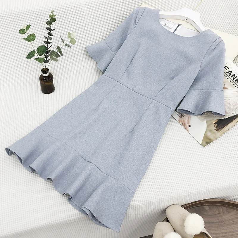 

2b 2019 summer literary sweets simple solid color slim slim trumpet sleeves high waist long dress bbzy7f cherry