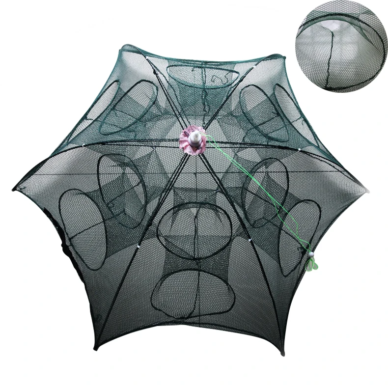 12 Hole Fishing Net Shrimp Catcher Trap China Cages Mesh Cheap Aquarium Fish Nets Folded