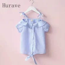 Hurave/Новинка года; блузки в полоску с вырезом лодочкой и бантом для девочек; Милая стильная блузка в полоску для девочек; детская модная шифоновая рубашка принцессы