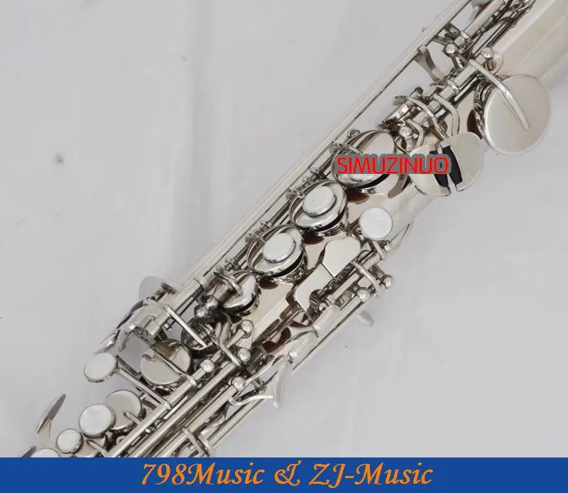 Посеребренный Сопрано-саксофон Bb key to High F key и G key-2 шеи