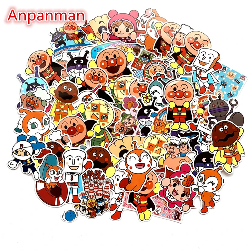 57 шт. Kawaii Мультфильм Anpanman водонепроницаемый стикер s ноутбуки скейтборд, сноуборд багаж Наклейка Декор для детской спальни наклейки